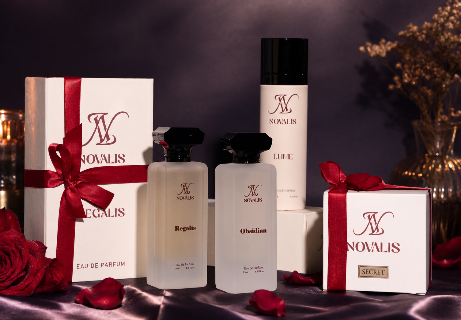 Novalis Royal Midnight Collection Exclusive Bundle with Obsidian, Regalis, Lume All Over Spray and Secret Dokhun